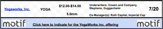 YogaWorks IPO